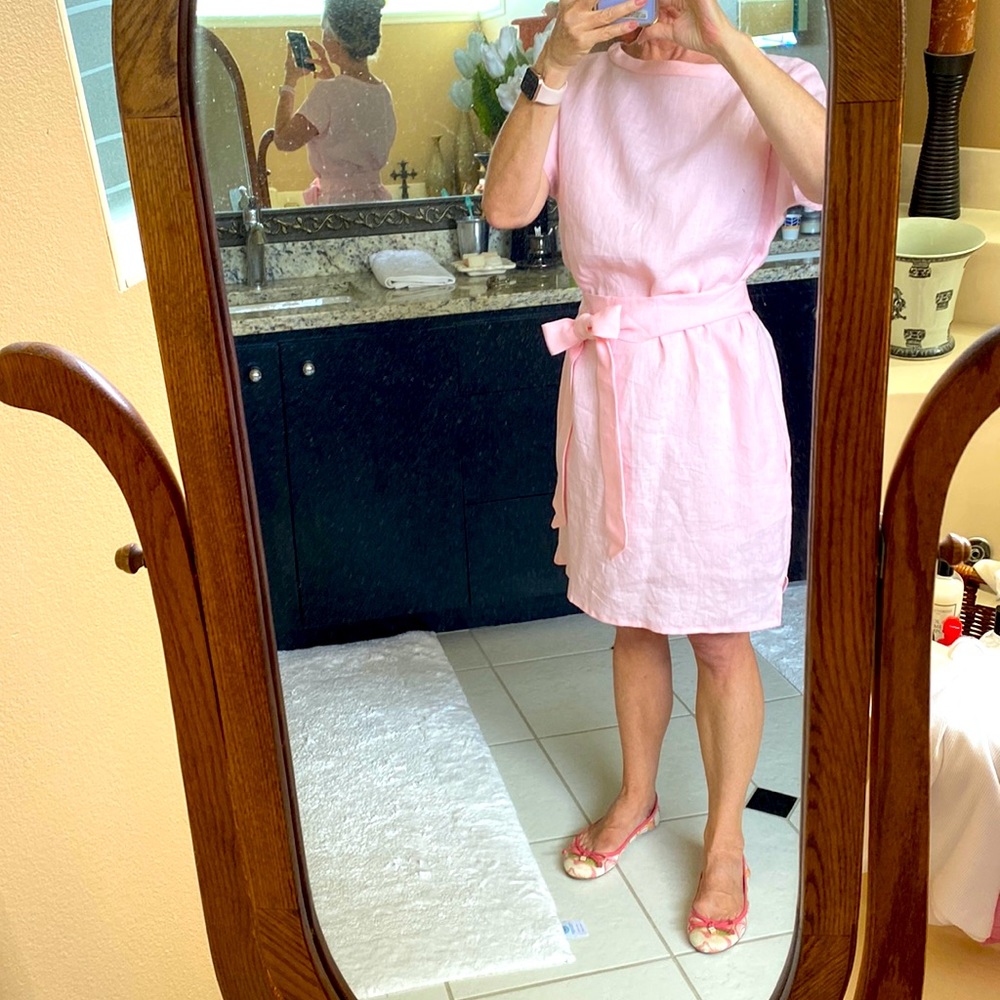 Pink linen me-made tunic dress, PS